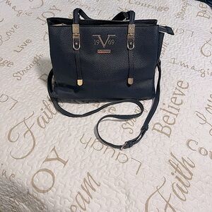 NWOT Versace 1969 Italia Navy Blue Satchel Womens Handbag w/Shoulder Strap